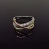 Cluster Rings High Quality Goods Sterling 925 Sliver Material Tricolor-Circles Girls Ring Inlaid With Zircon Simple Bohemia Style