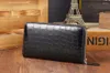 Wallets Genuine Crocodile Belly Skin Leather Men Purse Credit Bank Card Holder Long Zipper Closure With Inner Coin Pocket