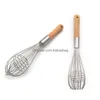 Herramientas para huevos Mango de madera Batidores manuales Cocina Mezclador de mano Cocina Espumador Cocinero Licuadora Batidor Batidor de alambre Herramienta LX1604 Entrega de gotas Inicio Dhpix