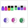 1000 pcs/lot 1 ml 2 ml Mini Amber Pink Glass Bottle met openingreducer en dop Kleine blauw paarse etherische olie -flesjes