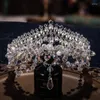 Hair Clips Romantic Sparkling Baroque Style Bridal Wedding Dress Headwear Colorful Rhinestone Women Crown Earrings Set Birthday Ball Gift