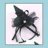 Party Hats Halloween Devil Witch Cap pannband Carnival Mini Top Hat Glitter Fascinator Angel Hair Band Hen Cos Fancy Dress Accessory DHB9J