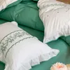 Set di biancheria da letto in stile francese lavati in cotone set di coperture piumino cover lino con foglio aderente federe per casa tessili da casa