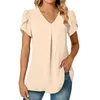 Women's Blouses 2023 Dames Summer Fashion Chiffon Shirt V Neck korte mouwen Tuniek Top geschikt voor leggings