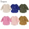 Rompers Tregren 0 24M Infant Baby Girl Knitting Romper Flower Embroidery Round Neck Long Sleeve Knit Jumpsuit for Fall Winter Clothes 231113
