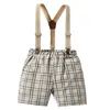 Overalls Kinder Jungen Formale Gentleman Hosen Baby Jungen Shorts Sommer Kinder Mode Plaid Hosenträger Hosen Anzug Kinder Kleidung 230414