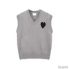 AMIs AmiParis Pull Tricot Jumper Gilet Sweat Mode Col V Sans Manches Mode Hiver AM I Paris Big Heart Coeur Love Jacquard Sweatshirts Amisweater