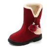 Boots 2023 Christmas Toddler Girl Child Red Warm Cotton Shoe Princess Children s Mid calf Winter Padded Shoes Autumn 231113