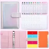 Notepads Macaron Laser A6 Loose-Leaf Eather DIY Binder Notebook Cover Diary Agenda Planner Paper Zipper Money Saving EnvelopeNotepads