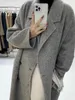 Women's Leather Faux Leather Alpaca Cashmere Premium Gray Double-Sided Cashmere Coat Women's Autumn and Winter Soft Waxy Wool Jacket Women 231113