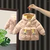 Manteau en duvet de coton pour filles, veste épaisse à la mode pour enfants de 1 à 3 ans, Parka à capuche coréenne douce pour bébé, hiver 2023