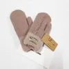 Luvas Designer Outono e Inverno Quente Pelúcia À Prova de Vento Cinco Dedos Mittens Pele Integrada Plus Veludo Camurça Anti-Slip