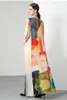 Повседневные платья Miyake негабаритное платье с плиссированным платьем круглой шеи геометрия принцип