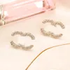 2Colors Złota Projektanci marki podwójne litery Stud Clip łańcuch geometryczny słynny słynne kobiety Sier Crystal Rhinestone Earring Wedding