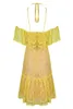 Casual Dresses High Quality Chic Elegant Lace Sexy Yellow Halter Celebrity Women Club Party Dress