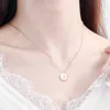 Pendant Necklaces Cherry Blossom Necklace Fashion Simple Rose Gold Color Transparent CZ Women's Heart-shaped Flower Clavicle Chain Choker