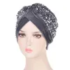 Sequin Velvet Indian Women Muslim Hijab Chemo Caps Stretch Turban Bonnet Headwrap Scarf Hair Loss Hat Femme Bonnet Cap Cover