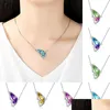 Hänge halsband Colorf Crystal Butterfly Necklace Dancing for Women Girls Gift Korean Styles Drop Leverans smycken Pendants DHGARDEN DHPYH