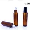 150 pcs/lot 15 ml Vide Brun Bouteille En Verre Roller Ball Huile Essentielle Liquide Conteneur