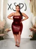 Plus Size Dresses Sexy Short Tight Woman Backless Night Club Black And Elegant Dress Pu Leather Wholesale Drop