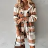 Women's Wool Blends Elegant Long Sleeve Single Breasted Loose Outwear Winter Casual Plaid Printed Woolen Overcoats Female Warm Hooded Coats Cardigan 231113