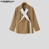 Men's Suits Blazers Casual Simple Style Tops INCERUN Men Large Loose Strap Suit Male Party Selling All-match Spliced Contrast Color Blazer S-5XL 231114