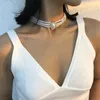Choker Vintage Courtly Meerlaged Pearl Necklace Chokers Fashion Luxury sleutelbeen ketting Kraag elegante sieraden voor vrouwen