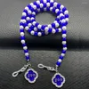 Anhänger Halsketten Mode Blau ZETA PHI BETA Sorority Society Schmuck Handgefertigte Perlen Brillenkette Maske