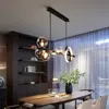 Lampadario moderno a soffitto a LED lungo nero per tavolo da cucina, sala da pranzo, soggiorno, lampada a sospensione, illuminazione interna, apparecchi di illuminazione