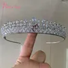 Hårklämmor glittrande brudbanden brudar tillbehör Kvällshuvud slitage CZ Zircon Crystals Wedding Tiaras Re6024