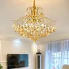 Ljuskronor matsal Champagne Crystal LED Restaurant Lamp sovrum Ljusarmaturer Retro Pendant Chandelier Lighting For Home