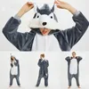 Piżama dorośli dla zwierząt jednorożca piżama Kigurumi Wolf Cartoon Onesie Dzieciowa odzież śpijak Nightie Wolf Panda Kets Kets 231114