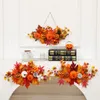 Couronne de fleurs décoratives pour porte d'automne, pendentif citrouille, accessoires muraux suspendus pour Festival de récolte, décoration de noël et d'halloween