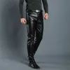 Męskie spodnie wiosna lato mężczyzn skórzane spodnie elastyczne wysokiej talii lekkie swobodne spodnie skórzane spodnie cienkie spodni W0414