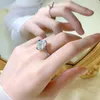Cluster Rings Spring Qiaoer 925 Sterling Silver 11mm Princess Cut Simulated Moissanite Diamond For Woman Luxury Engagement Smycken