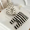 Waist Bags Knitted Black White Striped Polka Dot Handbag Fashionable Portable Shoulder Bag Women Casual