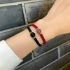 Pulsera de cristal de fresa roja para mujer, cuerda de mano tejida, regalo, cuentas de la suerte de obsidiana, joyería para parejas