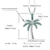 Pendant Necklaces TOPGRILLZ Coconut Tree Iced Out Cubic Zircon Pendant Necklace Gold Silver Color Plated Hip Hop Men's Jewelry T230413