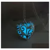 Pendant Necklaces Mix Colors Novelty Luminous Heart Shape Necklace Glowing In The Dark Charms Fashion Jewelry For Women Drop Dhgarden Dhcyc