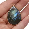 Pendant Necklaces Natural Flash Labradorites Fashion Water Drop Shape Charms For DIY Jewelry Birthday Gift Size 22x40mm
