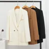 Women's Wool Blends Naizaiga 100 worsted wool white camel black long sleeve Women spring Jacket female suit coat MX4 231114