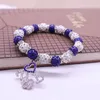 Braccialetti con ciondoli Perline di cristallo bianco blu scintillanti Elastico Regola amore Lettere greche Zeta Phi Beta Sorority Women