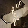 Lustres Moderne Acrylique Ovale Pendentif Escalier Lampe Lumière Duplex Villa Led Lustre Intérieur Chambre Décoration Éclairage