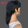 Short Pixie Cut Wigs Full Machine Made Wig With Bangs Dovetail Straight Brazilian Remy Human Hair Wigs For Women Model Length