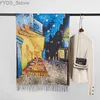 Scarves New Designer Brand Women Cashmere Scarf Fashion 2023 Van Gogh Starry Sky Thick Pashmina Stole Scarves Wrap Neck Snood 200*70Cm YQ231114