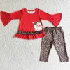 Conjuntos de roupas RTS Baby Girl Roupas Manga Longa Bell Bottoms Outfits Boutique Roupas de Natal Conjunto Papai Noel Imprimir Cute Children Clothes 231114