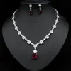 Dange oorbellen merk echte luxe echte juwelen bruids ketting set bruiloft zirkoon sieraden avondjurk accessoires driemaal h h