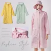 Regnrockar Kvinnor Stylish Solid Yellow Rain Poncho Waterproof Raincoat With Hood and Pockets 230414