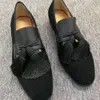 Designer hommes chaussures formelles imprimé léopard crin robe chaussure en cuir bout pointu gland mocassins mode luxe chaussures de fête de mariage EU48 avec sac de boîte NO497