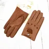 Five Fingers Gloves Summer Driving Deerskin Full Finger Leather for Men's Thin Hollow Unlined Motorcycle Riding Fashion Driver 231114